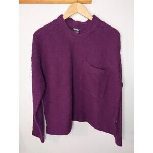 Eddie Bauer Women's L Purple Fleece Pullover Sweater Mock Neck Soft Cozy